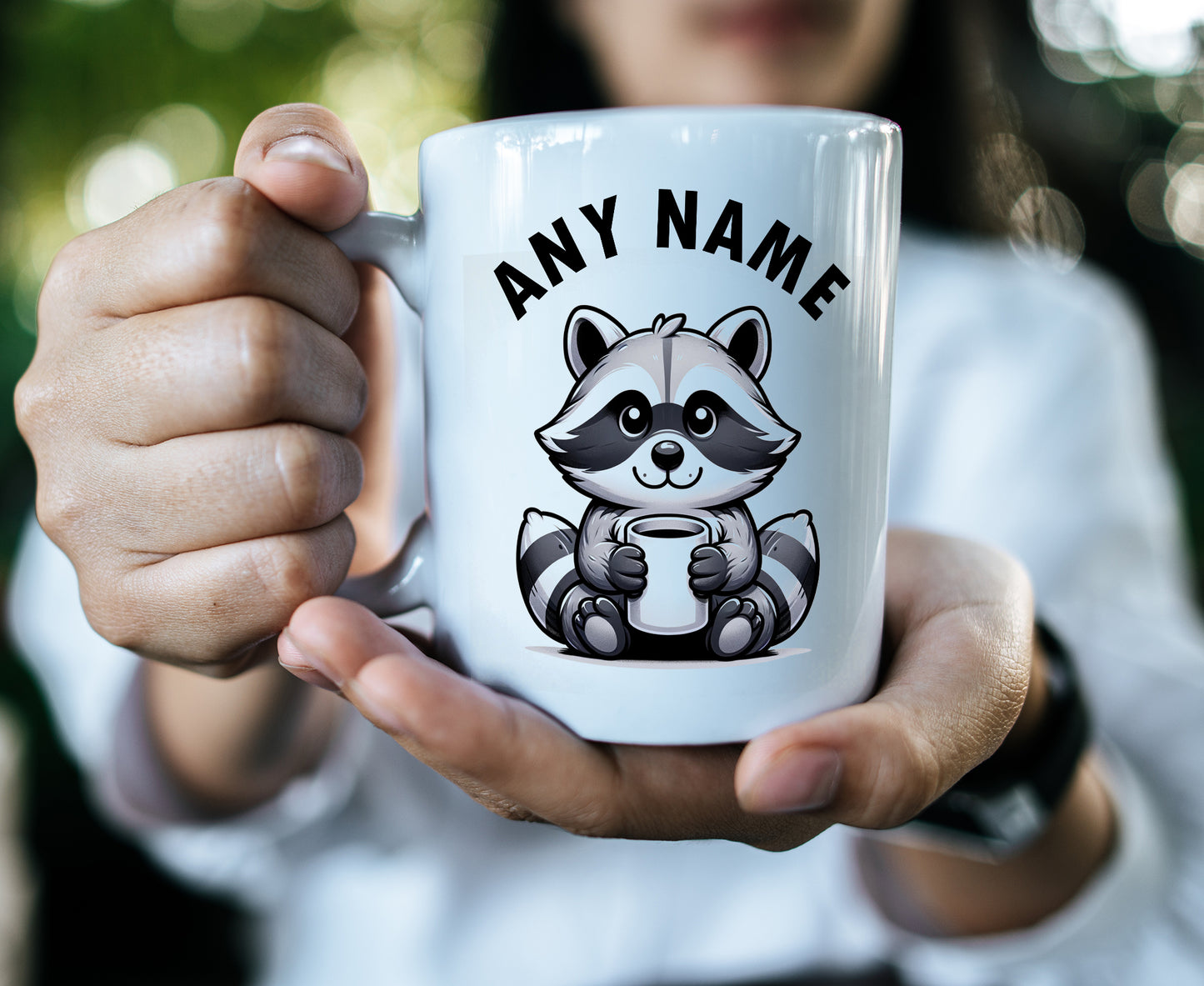 Personalised Raccoon Name Ceramic Mug