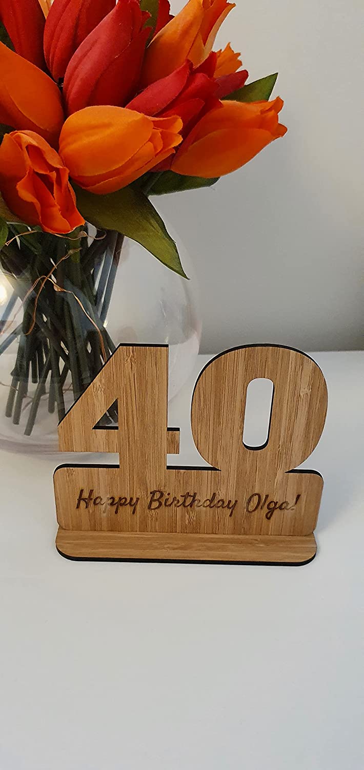 Personalised Bamboo Birthday Age Keepsake 12.5x15cm - Custom Engraved Milestone Gift - Unique Self-Standing Card Alternative for All Ages