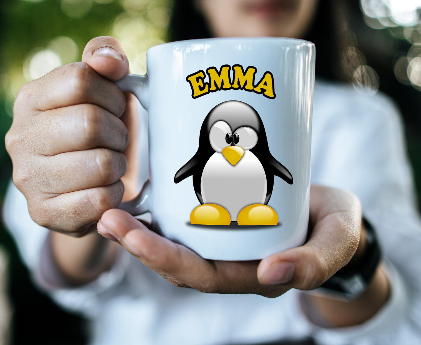 Penguin Name Mug - Personalised Ceramic 11oz Volume