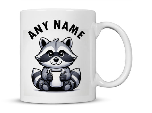 Personalised Raccoon Name Ceramic Mug