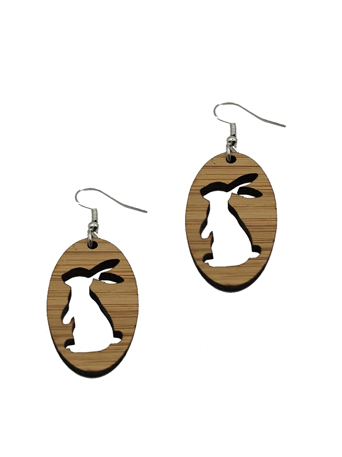Easter Egg Bunny Bamboo Earrings - customise to suit your style with Gold, Rose Gold, Dark Gold or Silver findings (One of each style)