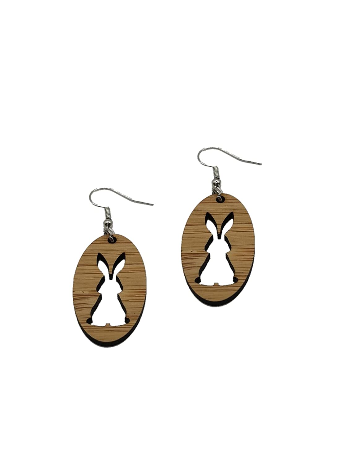 Easter Egg Bunny Bamboo Earrings - customise to suit your style with Gold, Rose Gold, Dark Gold or Silver findings (One of each style)