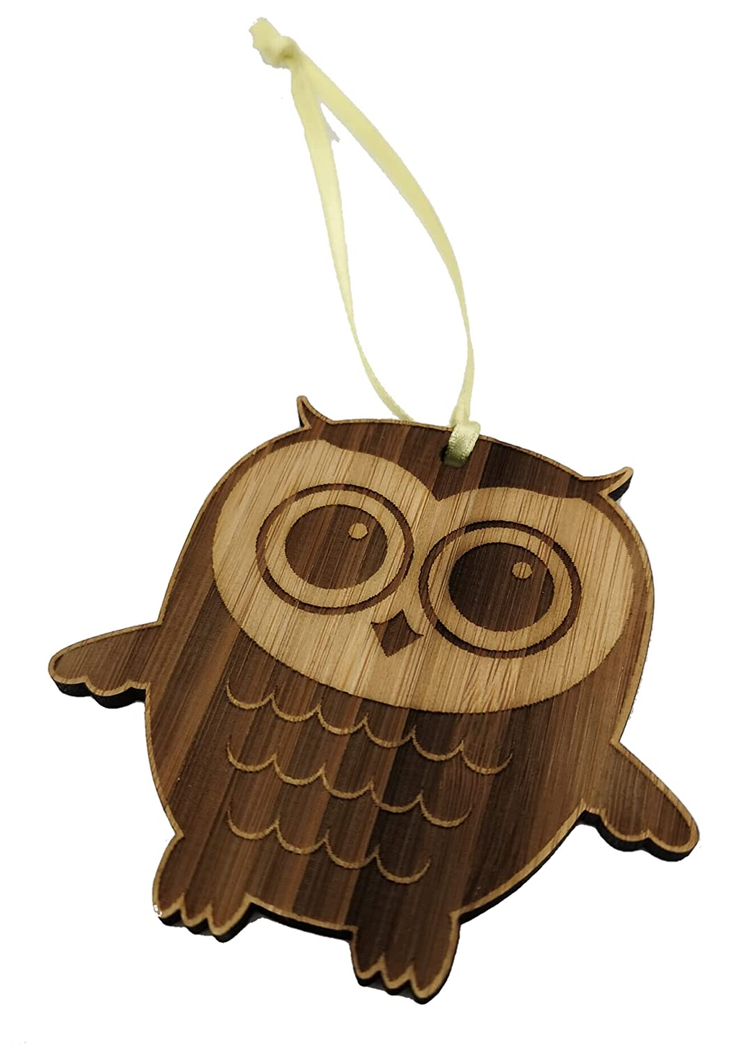 Pair of Cute Owl Bamboo Hanging Decoration Ornaments