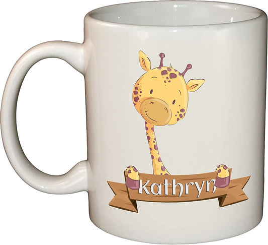 Giraffe & Sign Personalised Name Ceramic Mug