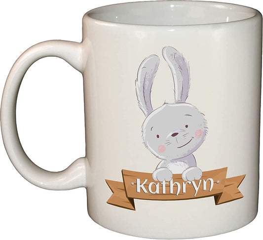 Rabbit & Sign Personalised Name Ceramic Coffee Mug