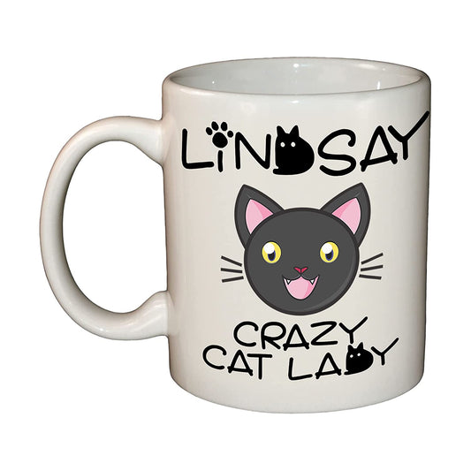 Crazy Cat Lady Personalised Name Ceramic Mug/Cup 11oz Dishwasher & Microwave safe