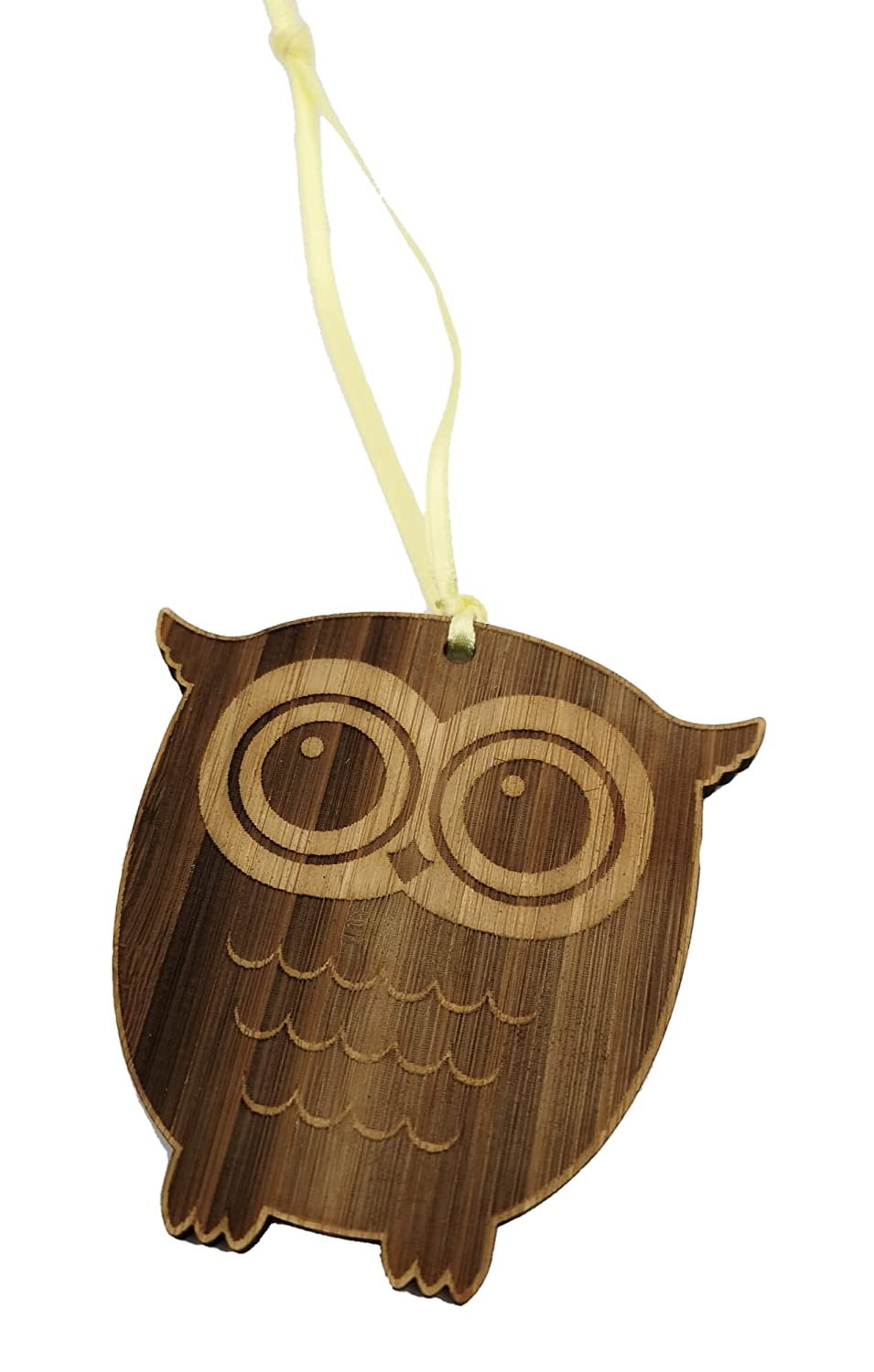 Pair of Cute Owl Bamboo Hanging Decoration Ornaments