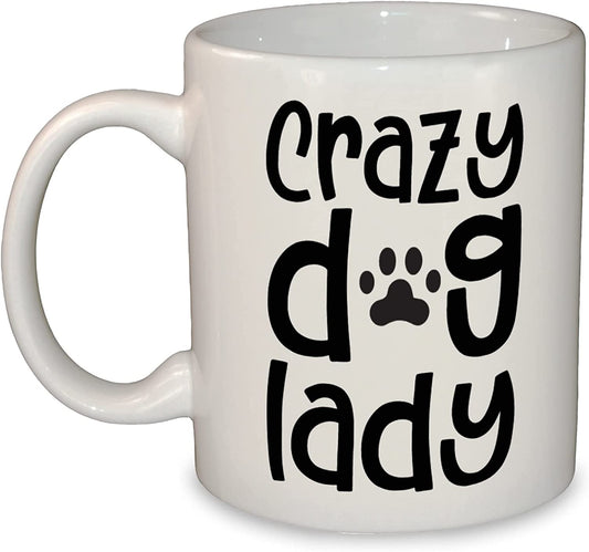 Crazy Dog Lady Paw Print Gift Mug / Cup | 11oz Ceramic | Dishwasher & Microwave Safe