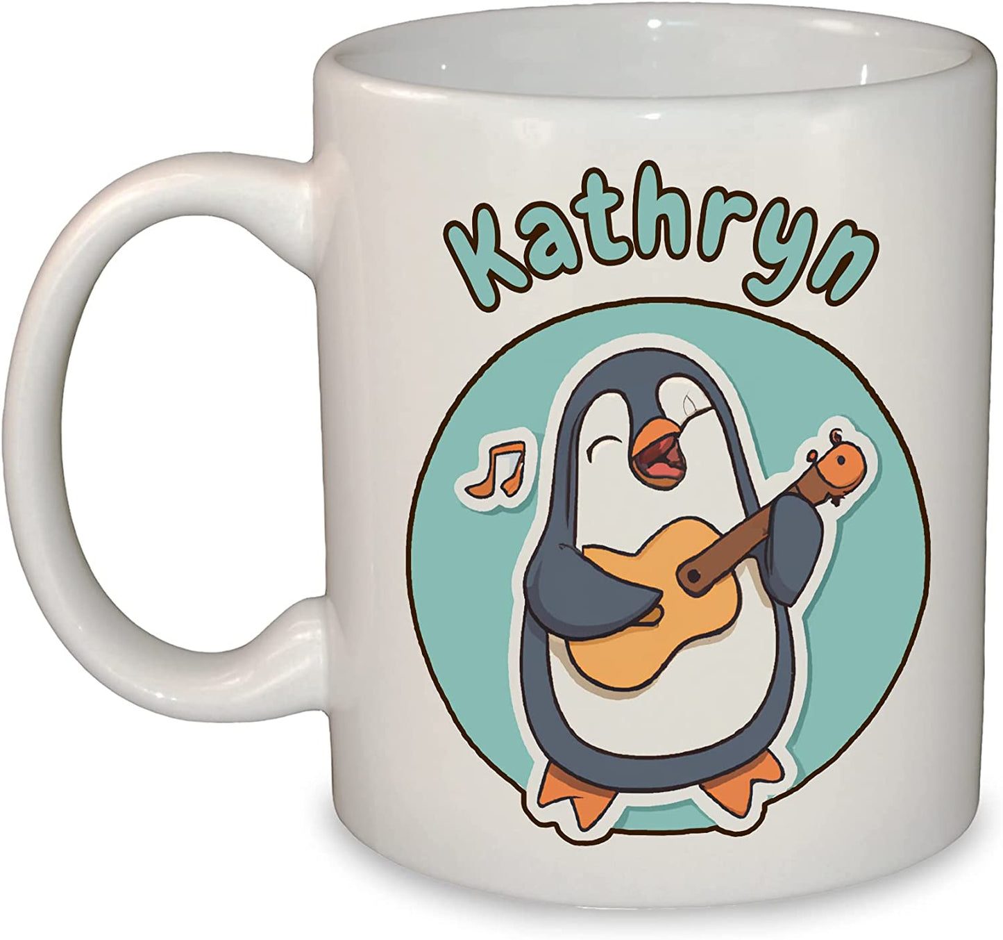 Penguin Playing a Ukulele Personalised Coffee Mug