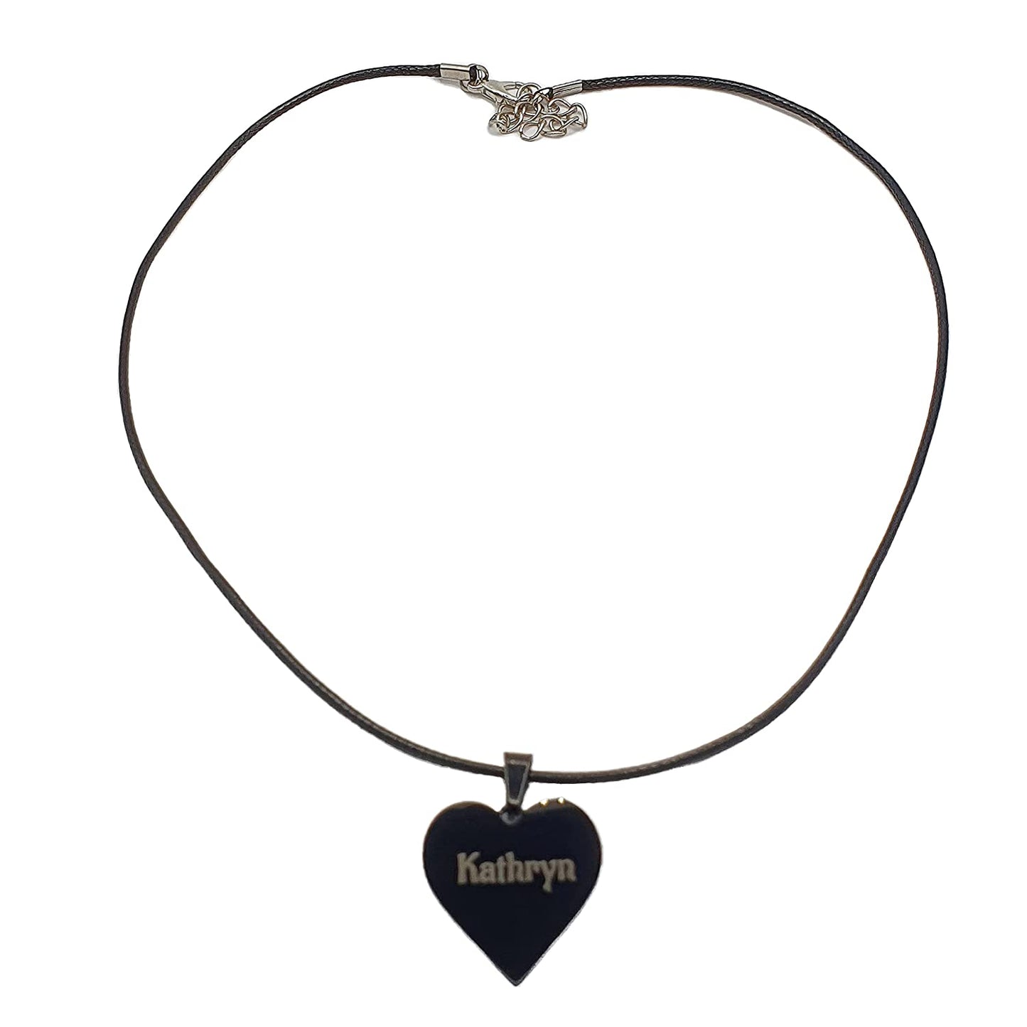 Engraved Black Heart Pendant & Necklace with Gift Bag - Personalise with any name 23mm x 25mm Stainless Steel Jewellery