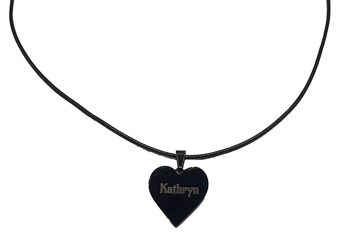 Engraved Black Heart Pendant & Necklace with Gift Bag - Personalise with any name 23mm x 25mm Stainless Steel Jewellery