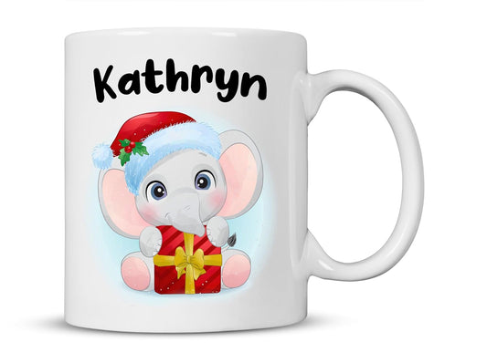 Personalised Christmas Elephant Ceramic Mug/Tea Cup 11oz Dishwasher & Microwave safe