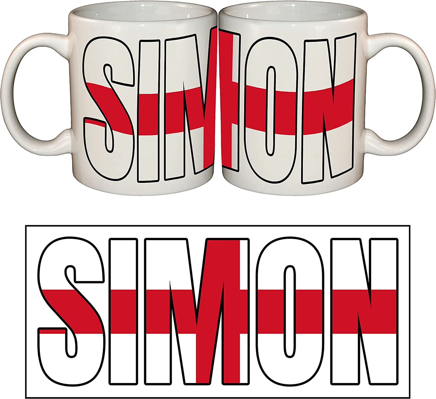 MB Prints England Flag Name Mug - Add Any Name - 320ml Ceramic Coffee Tea Cup