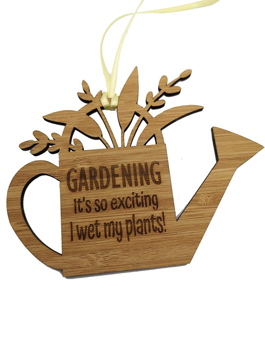 Customisable Funny Bamboo Watering Can Gift Tag or Hanging Ornament