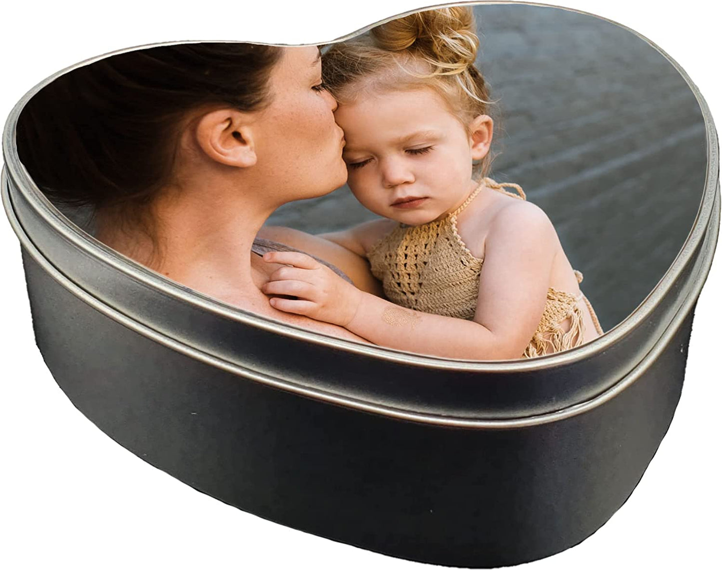 Personalised Heart-Shaped Metal Storage Tin with Custom Photo – AI Enhanced Image – Perfect Keepsake Box for Weddings, Anniversaries, Birthdays