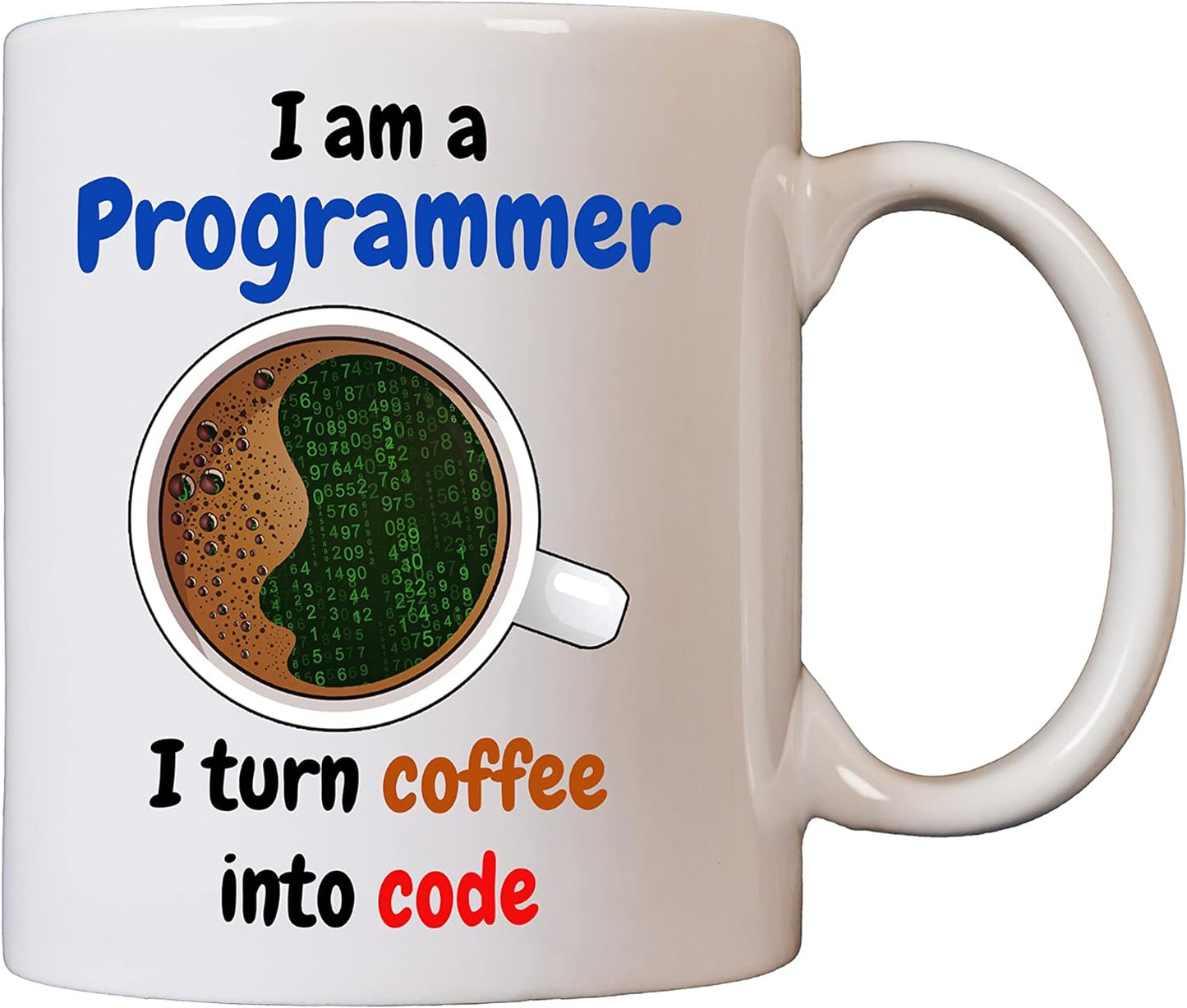Funny Programmer Mug - I Turn Coffee into Code - 11oz White Ceramic - Microwave and Dishwasher Safe - Printed on Both Sides
