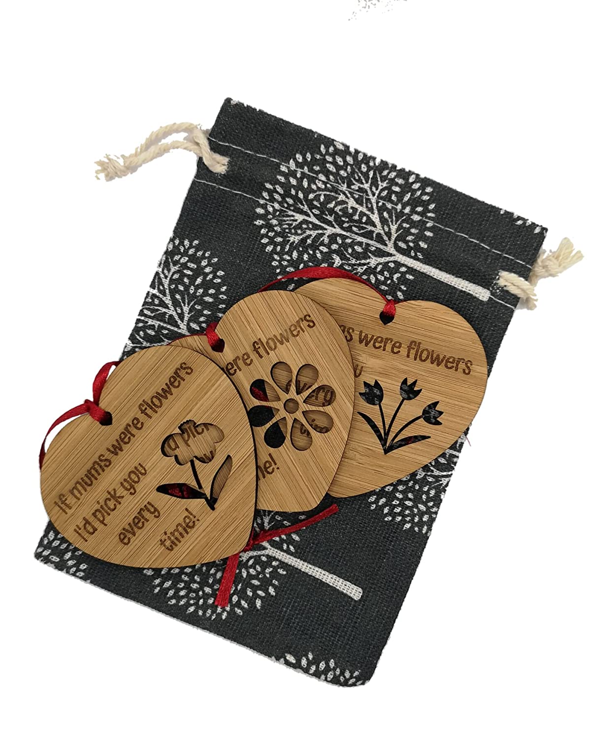 If mums were flowers I'd pick you Bamboo Hanging Keepsake Heart Decor -