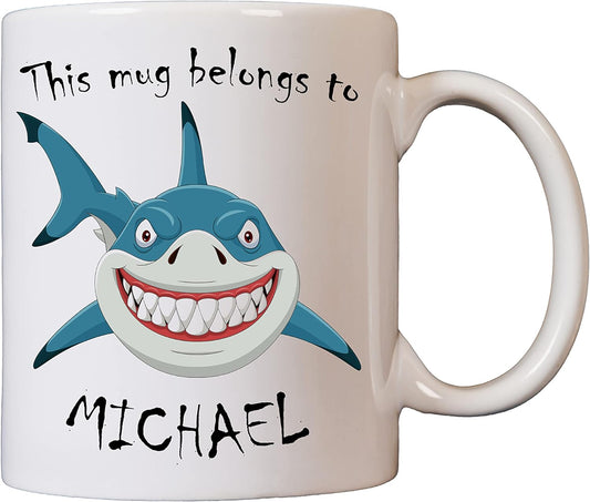 Personalised Shark Mug - This Mug Belongs to - 11oz Ceramic - Dishwasher & Microwave Safe