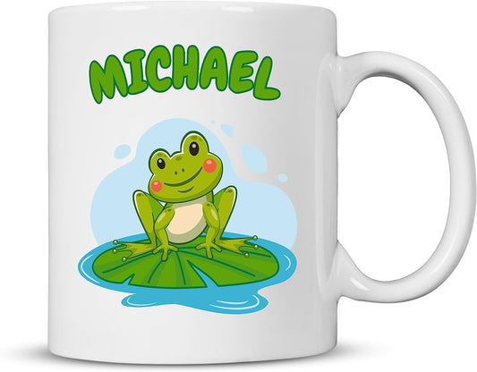 Frog Name Mug - Personalised Ceramic 11oz Cup - Gift for Men, Women, Children