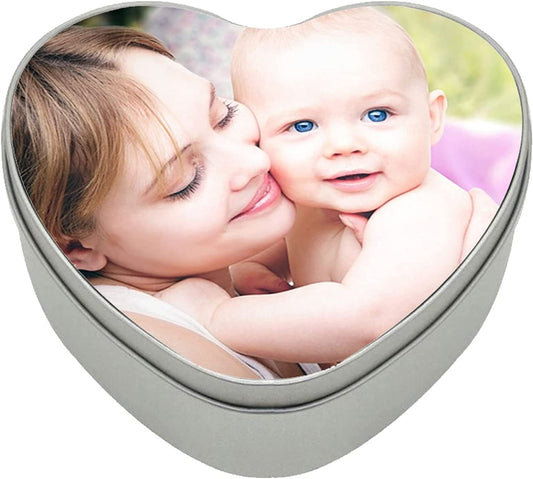 Personalised Heart-Shaped Metal Storage Tin with Custom Photo – AI Enhanced Image – Perfect Keepsake Box for Weddings, Anniversaries, Birthdays