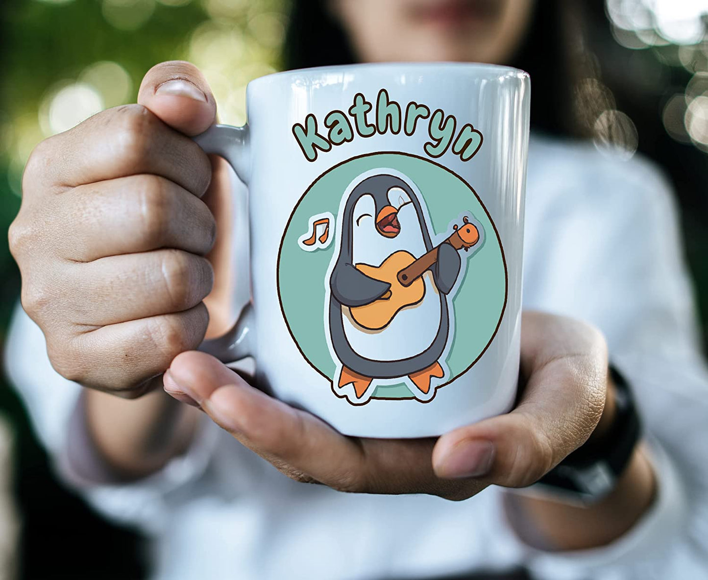 Penguin Playing a Ukulele Personalised Coffee Mug