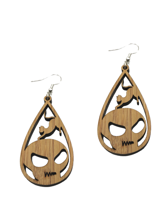 Halloween Skull / Cat Earrings – customise with Gold, Rose Gold or Silver findings