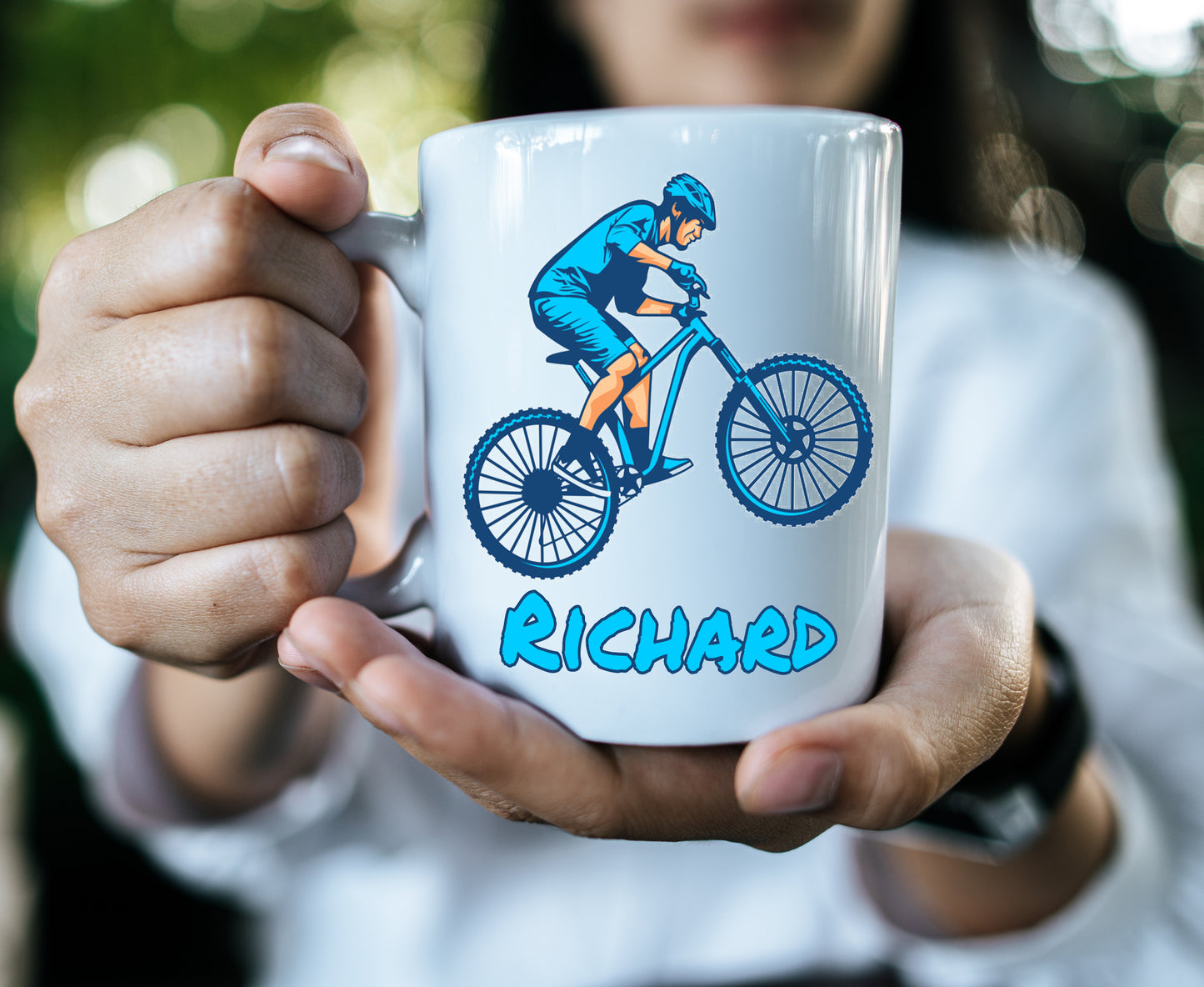 Mountain Biker Name Coffee Mug - Add Any Name